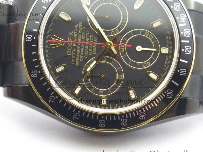 0415 Modern Daytona Kravitz YG DLC BP Maker Best Edition Black Dial On DLC Bracelet A4130 (Free Leather Strap) 3572